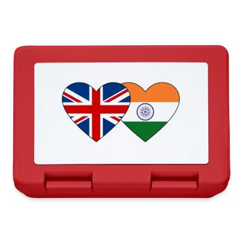 Angleterre Inde drapeau coeur - Boîte à goûter - rouge - Devant