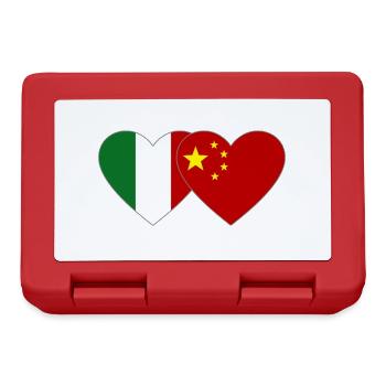 Italie Chine Drapeau Coeur - Boîte à goûter - rouge - Devant