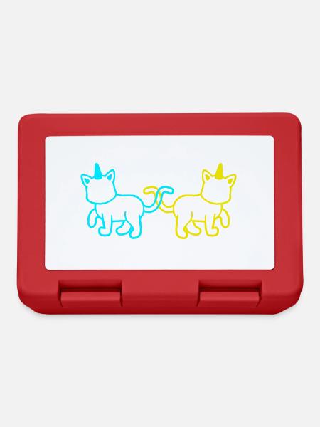 Einhörner Katzen Retro Vintage 80er 90er Katze - Brotdose - Rot