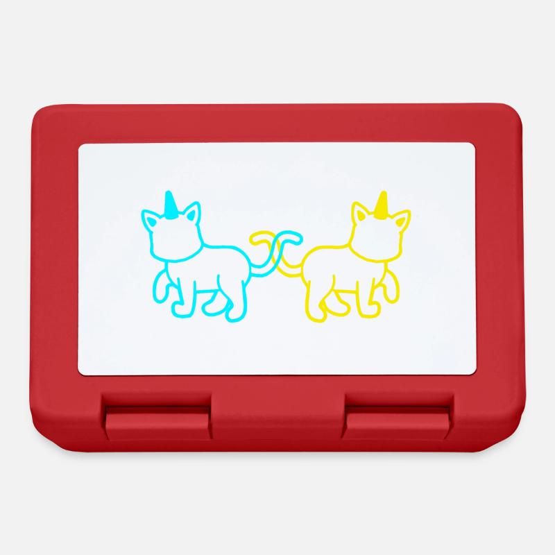 Einhörner Katzen Retro Vintage 80er 90er Katze - Brotdose - Rot