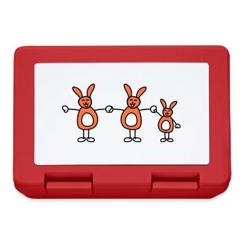 3 lapins, famille, enfants, parents, trois frères et sœurs, mignon, - Boîte à goûter - rouge - Devant