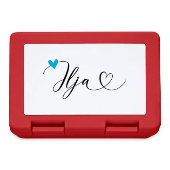 Ilja nom Prénom Calligraphie coeur - Boîte à goûter - rouge - Devant