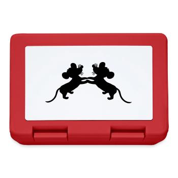 2 Mice Dance Hands Holding Couple Team Friends Love - Lunchbox - red - Front