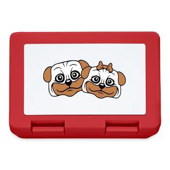 2 chiens Carlin Homme Femme Couple Deux Amoureux Amour - Boîte à goûter - rouge - Devant