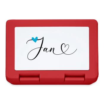 Jan Nom Prénom Calligraphie coeur - Boîte à goûter - rouge - Devant