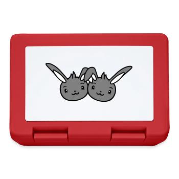 2 Bunnies Friends Team Crew Couple Two Lucky - Lunchbox - red - Front