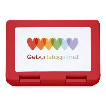 Geburtstagskind Regenbogen-Herzen - Brotdose - Rot - Vorne