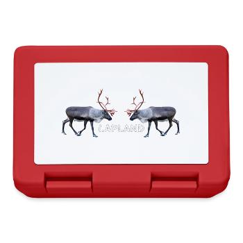 Lapland reindeer pair with text motifs - Lunchbox - red - Front