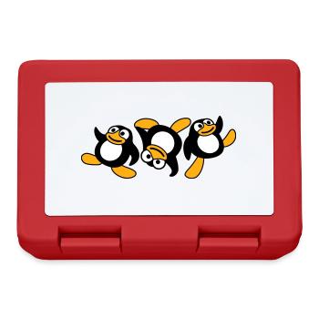 Drei Breakdance Pinguine Tanzende Party Spaß Musik - Brotdose - Rot - Vorne