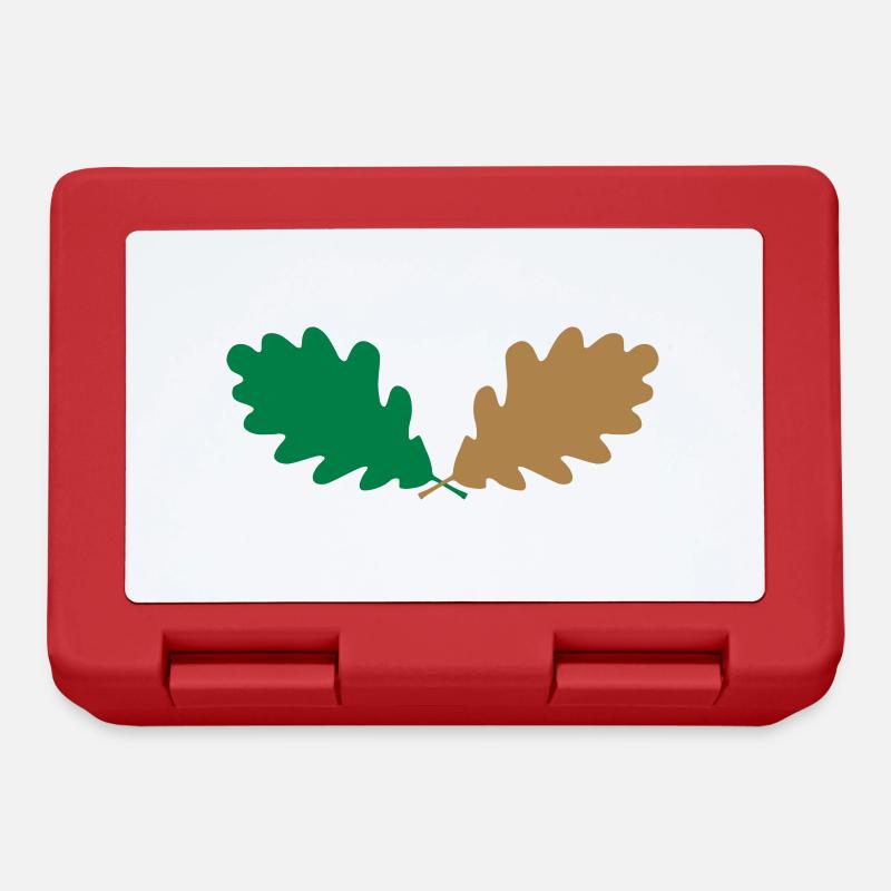 ★ Couleurs design modifiables ★ Deux feuilles de chêne - Boîte à goûter - rouge