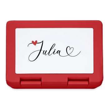 Julia Nom Prénom Calligraphie Coeur - Boîte à goûter - rouge - Devant