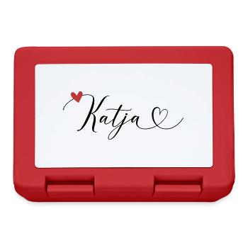 Katja Name Vorname Kalligrafieherz - Brotdose - Rot - Vorne