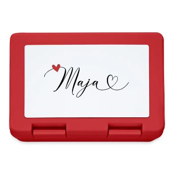 Maja Surname First name Calligraphy Heart - Lunchbox - red - Front