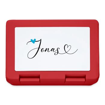 Jonas Name Vorname Kalligrafieherz - Brotdose - Rot - Vorne