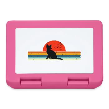 Cat Vintage Retro Sonnenuntergang - Brotdose - Pink - Vorne