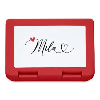 Mila Name Vorname Kalligrafieherz - Brotdose - Rot - Vorne