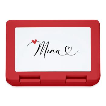 Mina Name Vorname Kalligrafieherz - Brotdose - Rot - Vorne