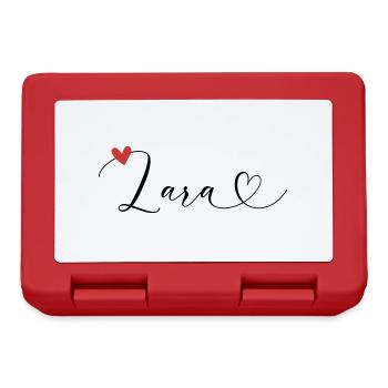 Lara Surname First name Calligraphy Heart - Lunchbox - red - Front