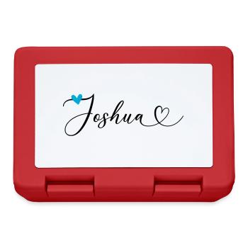Joshua Last name First name Calligraphy heart - Lunchbox - red - Front