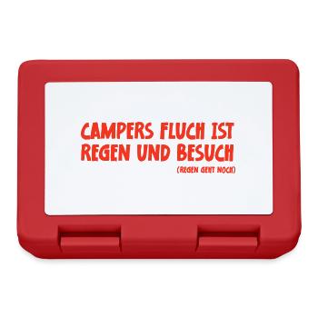 Camping Spruch Campers Fluch ist Regen und Besuch - Brotdose - Rot - Vorne
