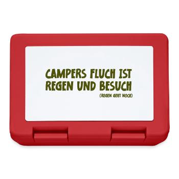 Camping Spruch Campers Fluch ist Regen und Besuch - Brotdose - Rot - Vorne