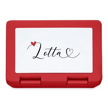 Lotta Last name First name Calligraphy heart - Lunchbox - red - Front