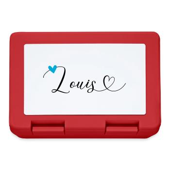 Louis Nom Prénom Calligraphie Coeur - Boîte à goûter - rouge - Devant