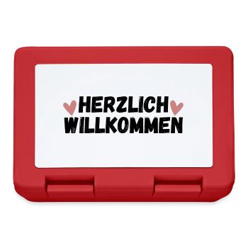 Herzlich Willkommen Herz Liebe - Brotdose - Rot - Vorne