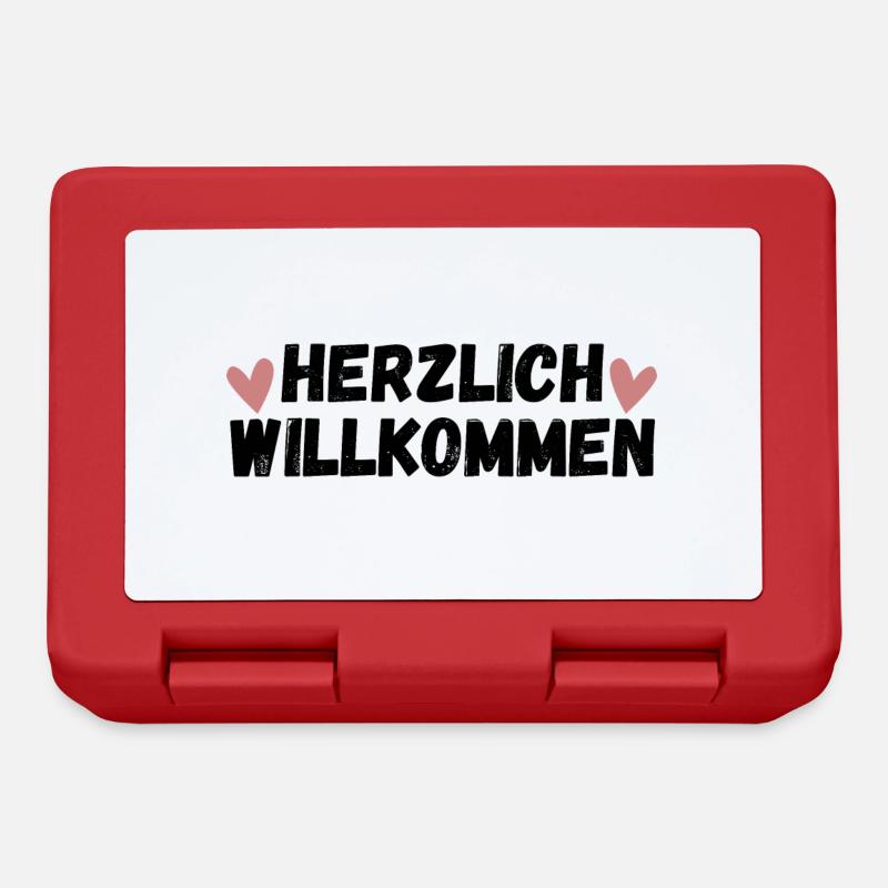 Herzlich Willkommen Herz Liebe - Brotdose - Rot