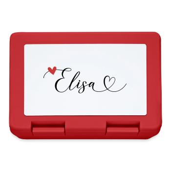 Elisa Surname First name Calligraphy Heart - Lunchbox - red - Front