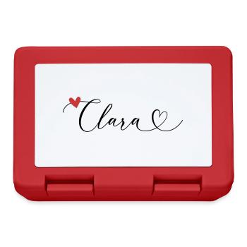 Clara Nom Prénom Calligraphie Coeur - Boîte à goûter - rouge - Devant