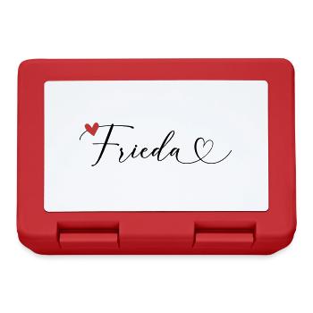 Frieda Nom Prénom Calligraphie coeur - Boîte à goûter - rouge - Devant