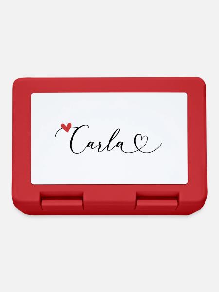 Carla Surname First name Calligraphy Heart - Lunchbox - red