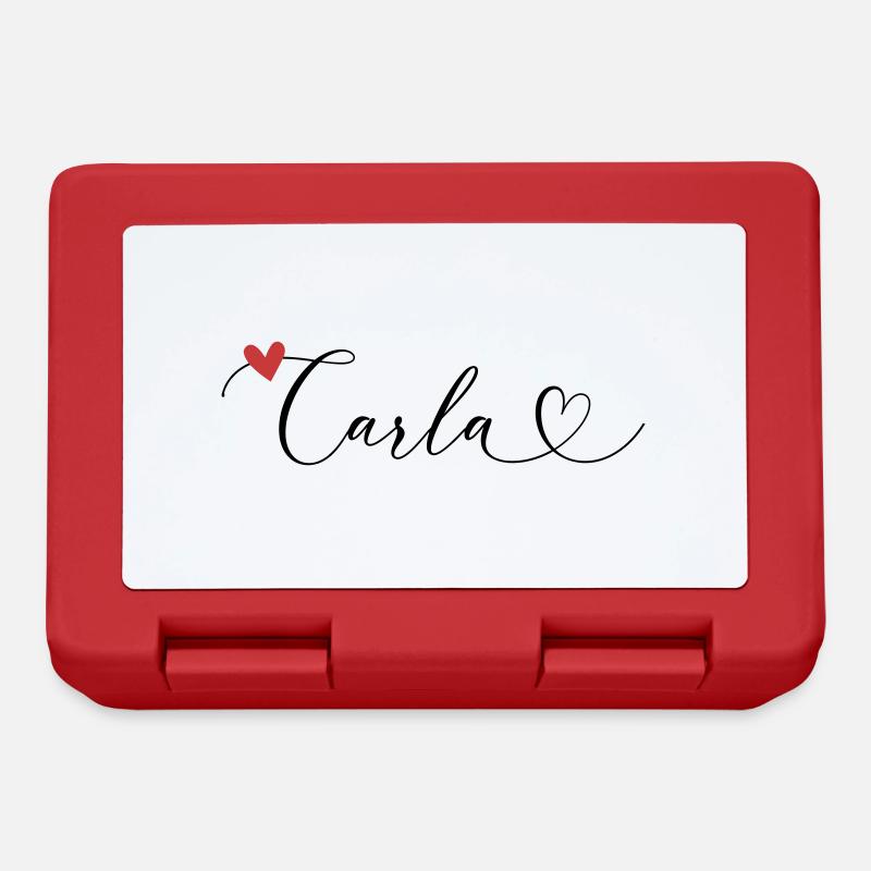 Carla Surname First name Calligraphy Heart - Lunchbox - red