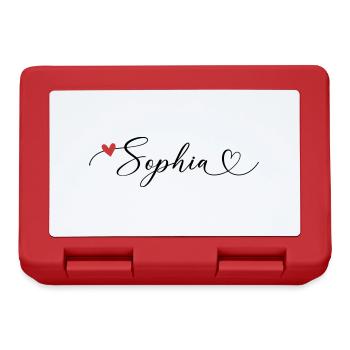 Sophia Surname First name Calligraphy Heart - Lunchbox - red - Front