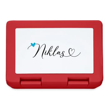Niklas Name Vorname Kalligrafieherz - Brotdose - Rot - Vorne