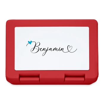 Benjamin Nom Prénom Calligraphie coeur - Boîte à goûter - rouge - Devant