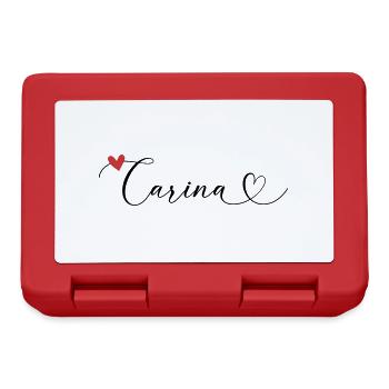 Carina Name Vorname Kalligrafieherz - Brotdose - Rot - Vorne