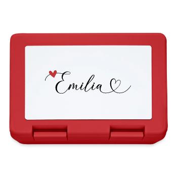 Emilia Surname First name Calligraphy Heart - Lunchbox - red - Front