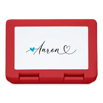 Aaron Last name First name Calligraphy heart - Lunchbox - red - Front