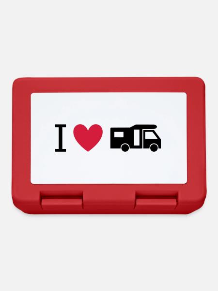 ★ Les couleurs du design peuvent être modifiées ★ J'adore les camping-cars - Boîte à goûter - rouge