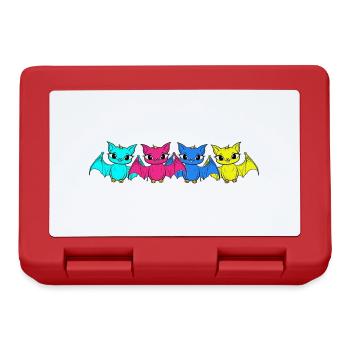 80s 90s Retro Bat Halloween Bats - Lunchbox - red - Front