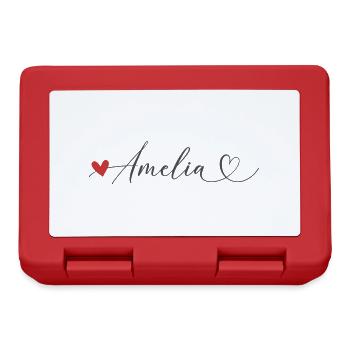 Amelia Name Vorname Kalligrafieherz - Brotdose - Rot - Vorne