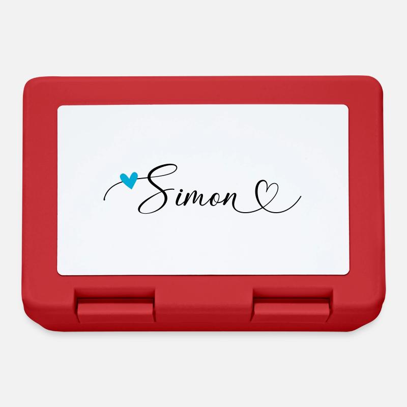 Simon Last name First name Calligraphy heart - Lunchbox - red