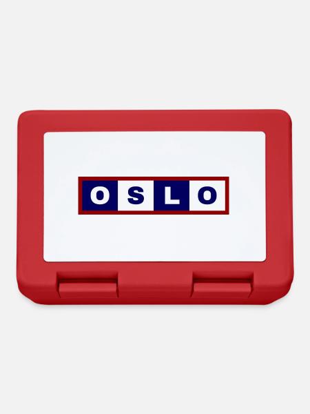 Oslo Norway Minimal Typography Design - Lunchbox - red