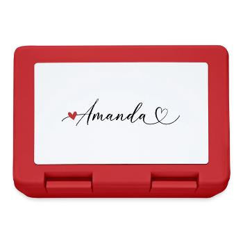 Amanda Nom Prénom Calligraphie coeur - Boîte à goûter - rouge - Devant