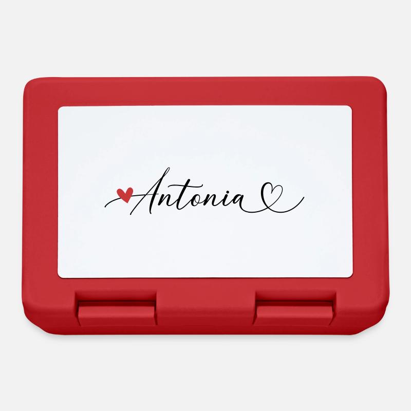 Antonia surname First name Calligraphy heart - Lunchbox - red
