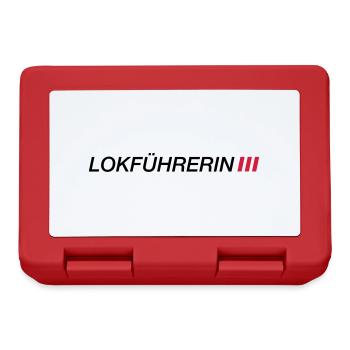 Lokführerin - Schriftzug mit Streifen - Brotdose - Rot - Vorne