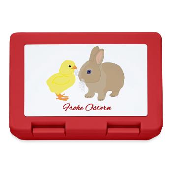 Hase Kücken, Frohe Ostern - Brotdose - Rot - Vorne