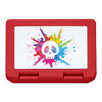 White skull and multicolored explosion - Lunchbox - red - Front